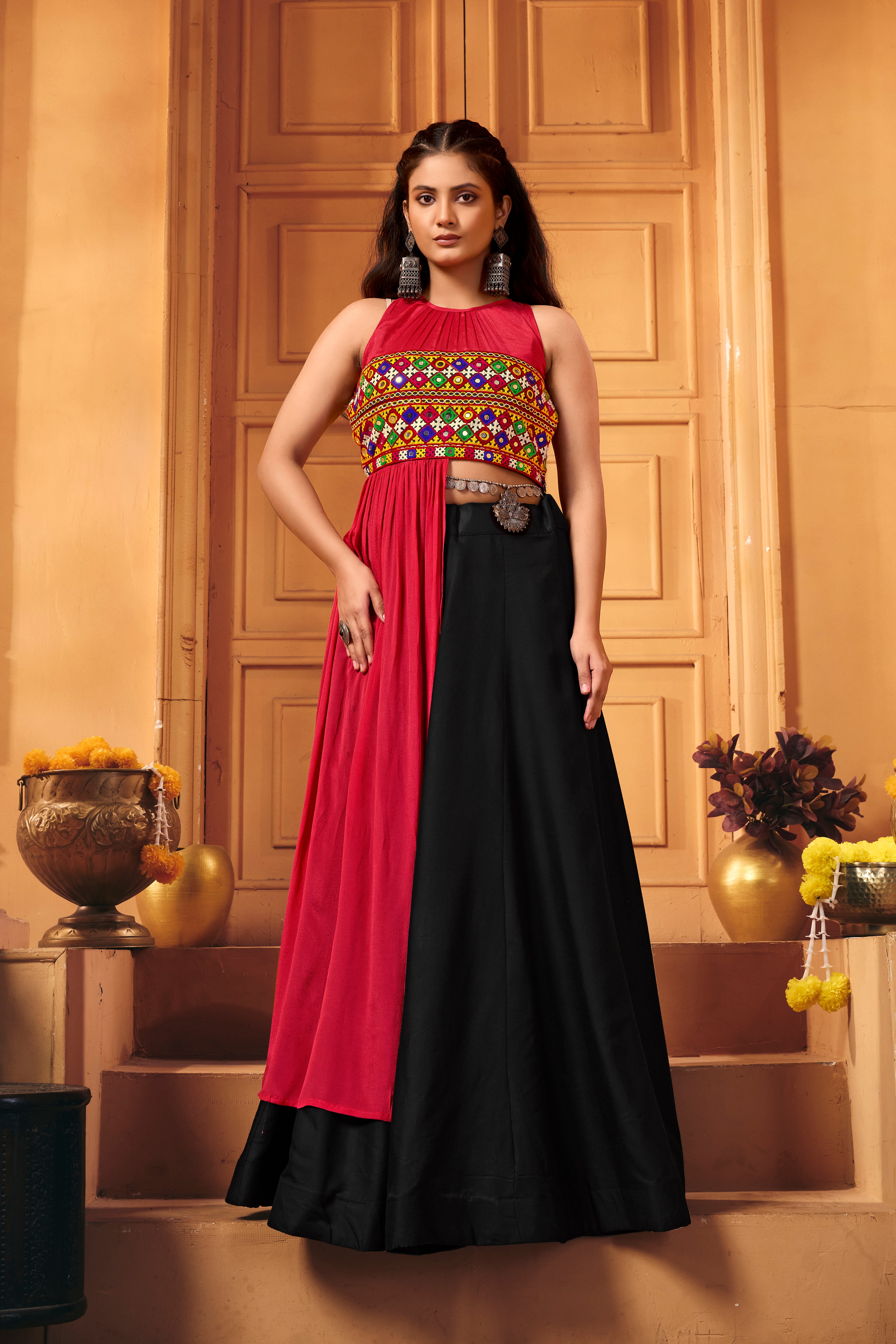Sohni Kutchi Belt Lehenga Choli for Navratri