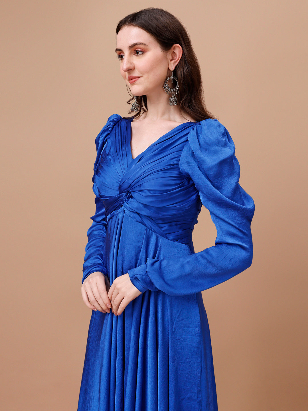 Royal Blue Satin One-Piece Gown