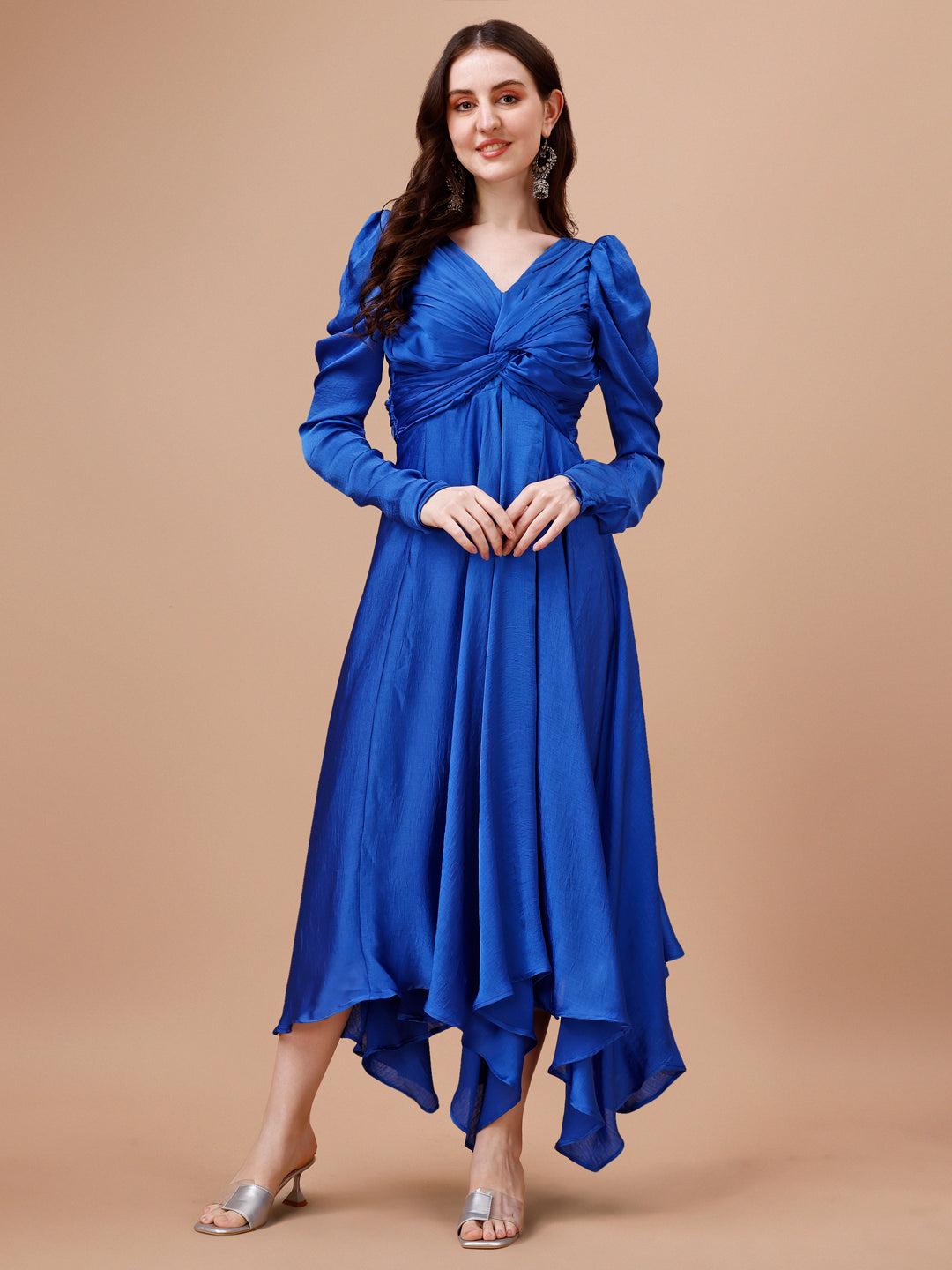 Royal Blue Satin One-Piece Gown