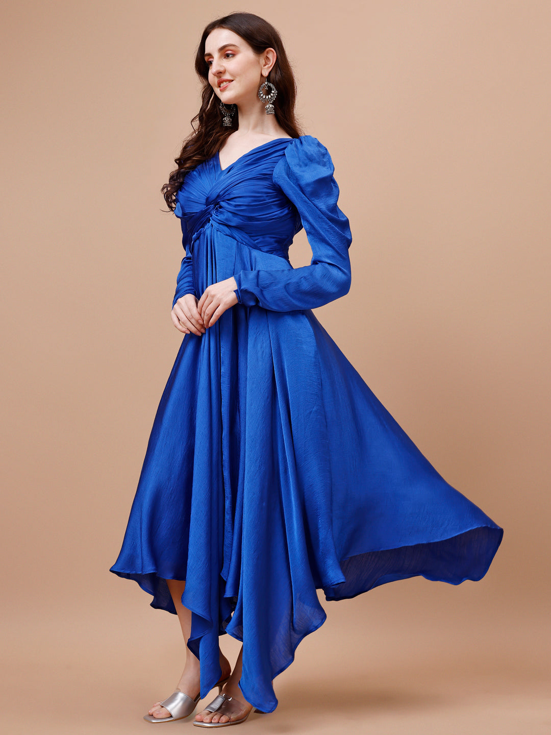 Royal Blue Satin One-Piece Gown