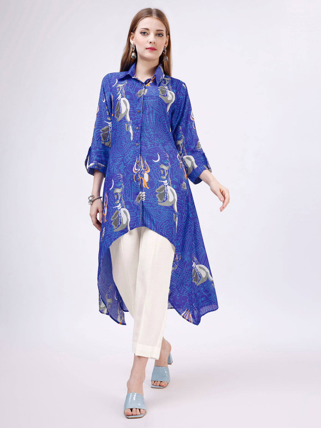 Blue Kurta Pant Set - Pure Muslin