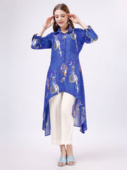 Blue Kurta Pant Set - Pure Muslin