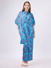 Blue Kaftaan Set - Hammered Satin