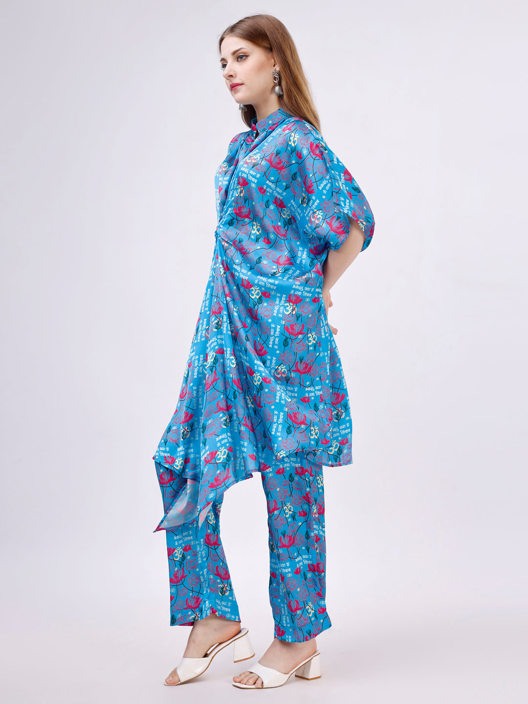 Blue Kaftaan Set - Hammered Satin