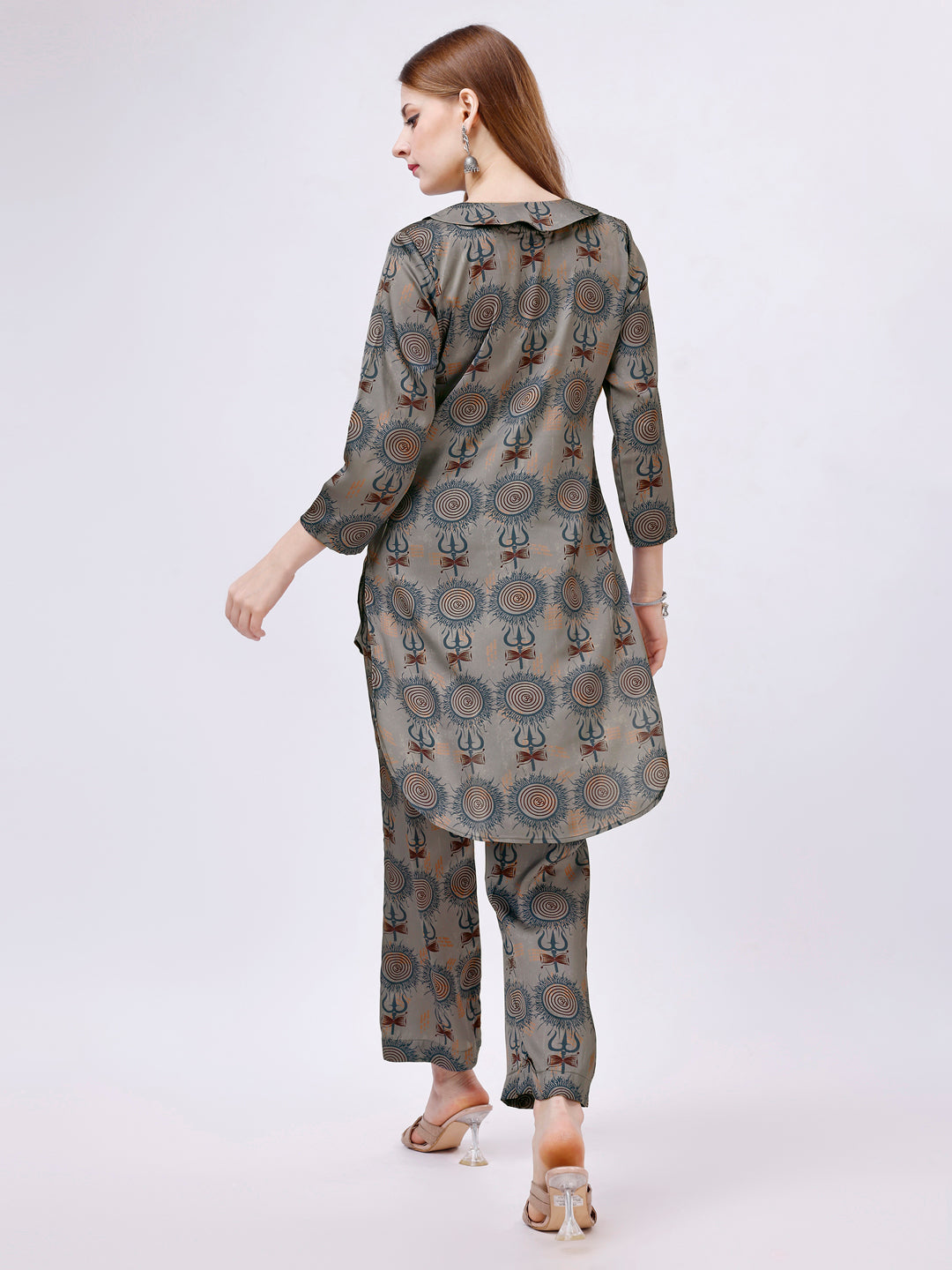 Grey Kurta with Pant - Hammered Satin