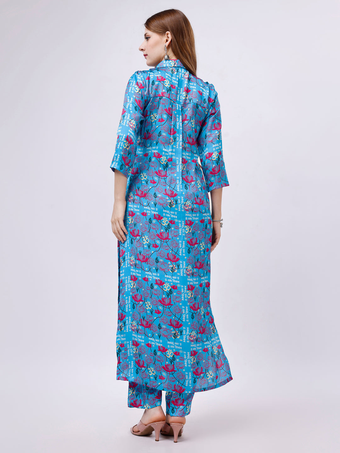 Blue Kurta Pant - Hammered Satin