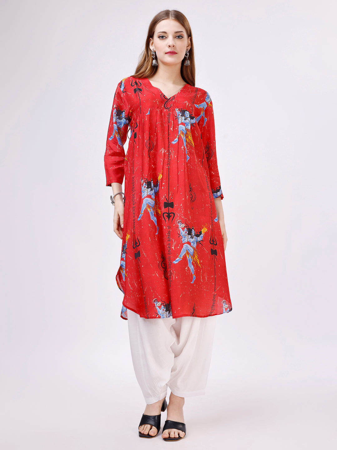 Red Kurta Patiyala Set - Pure Muslin