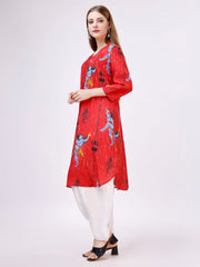 Red Kurta Patiyala Set - Pure Muslin