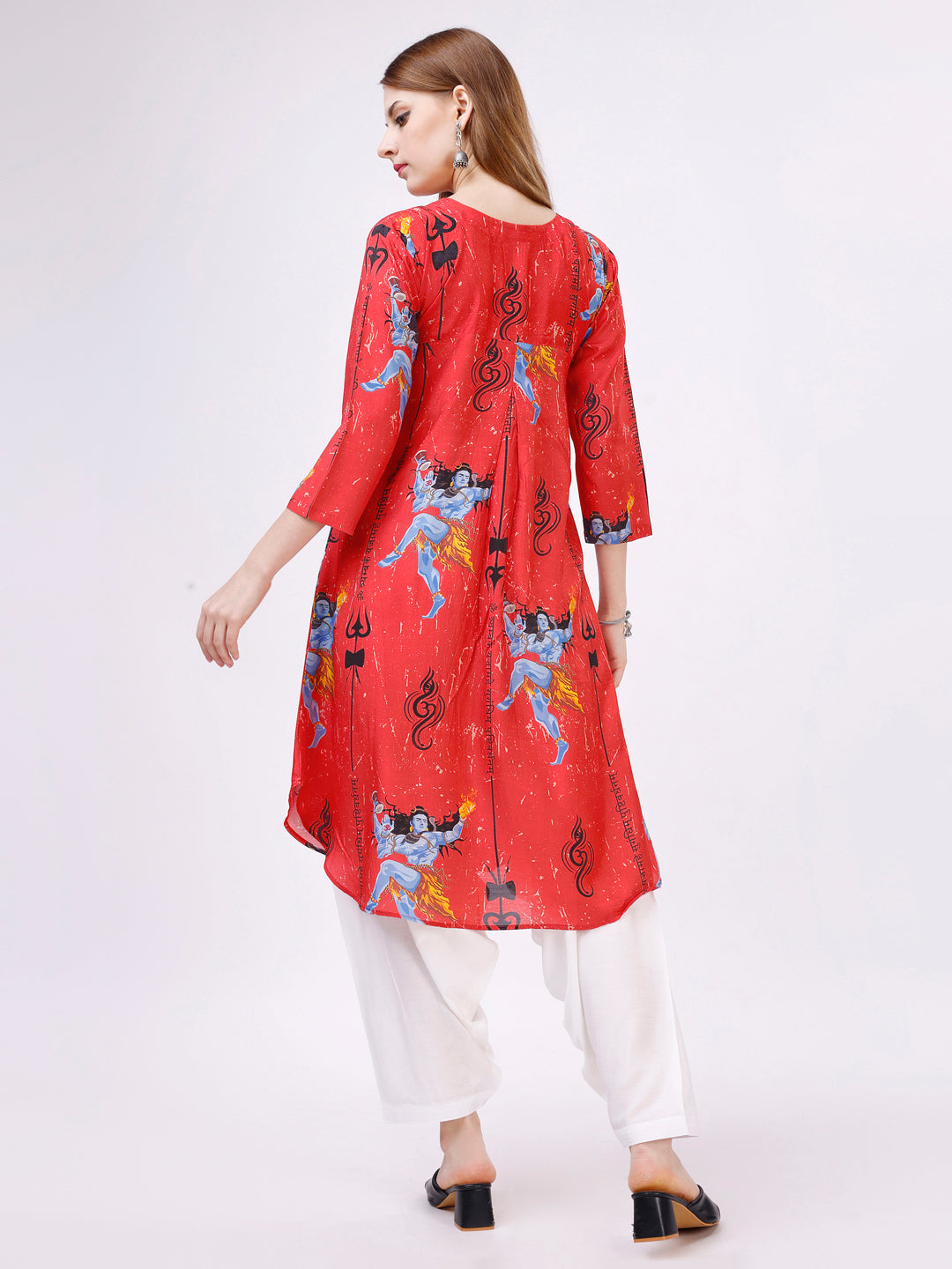 Red Kurta Patiyala Set - Pure Muslin