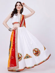 White Designer Chaniya Choli for Navratri