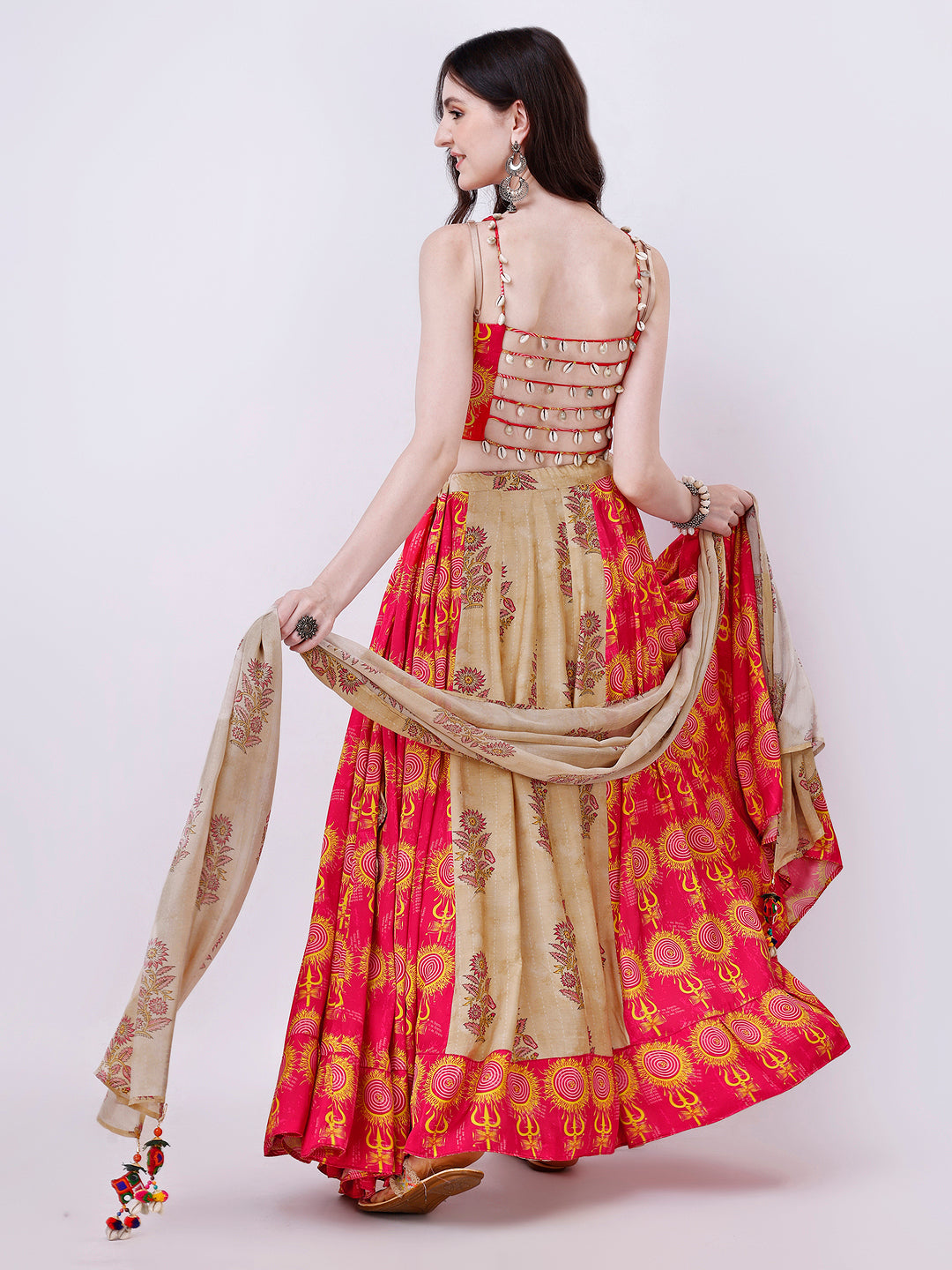 Pink & Beige Navratri Designer Chaniya Choli