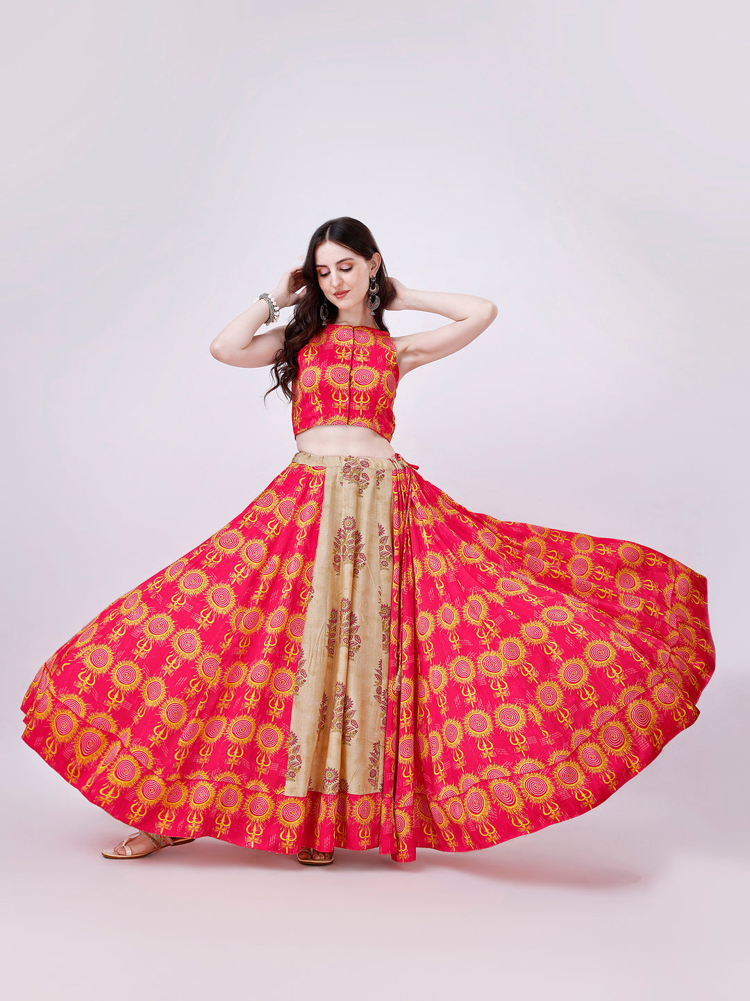 Pink & Beige Navratri Designer Chaniya Choli