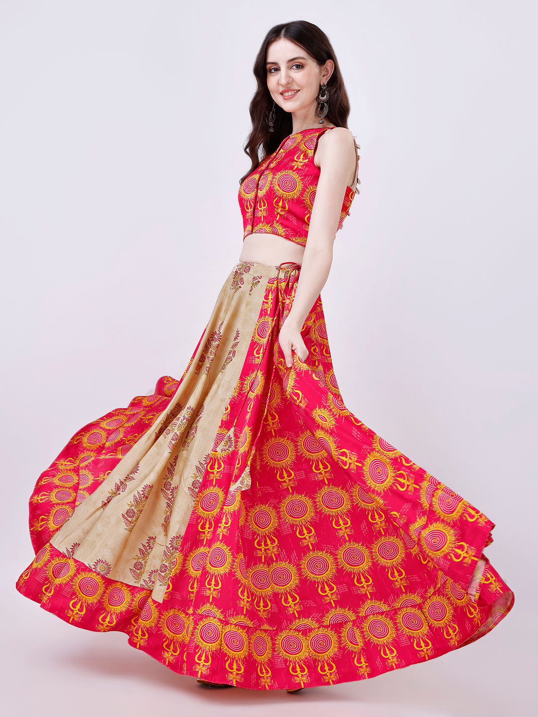 Pink & Beige Navratri Designer Chaniya Choli