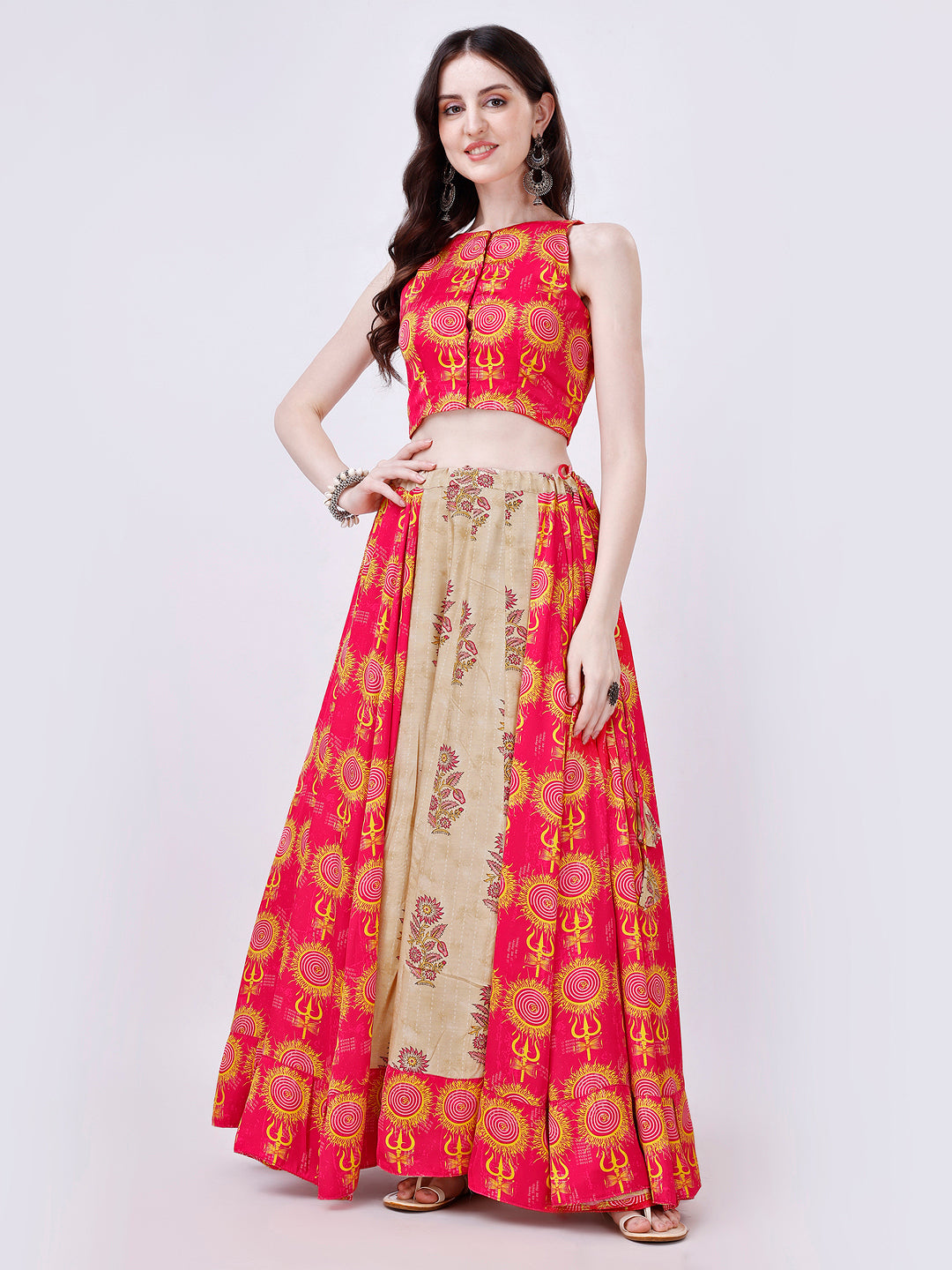 Pink & Beige Navratri Designer Chaniya Choli