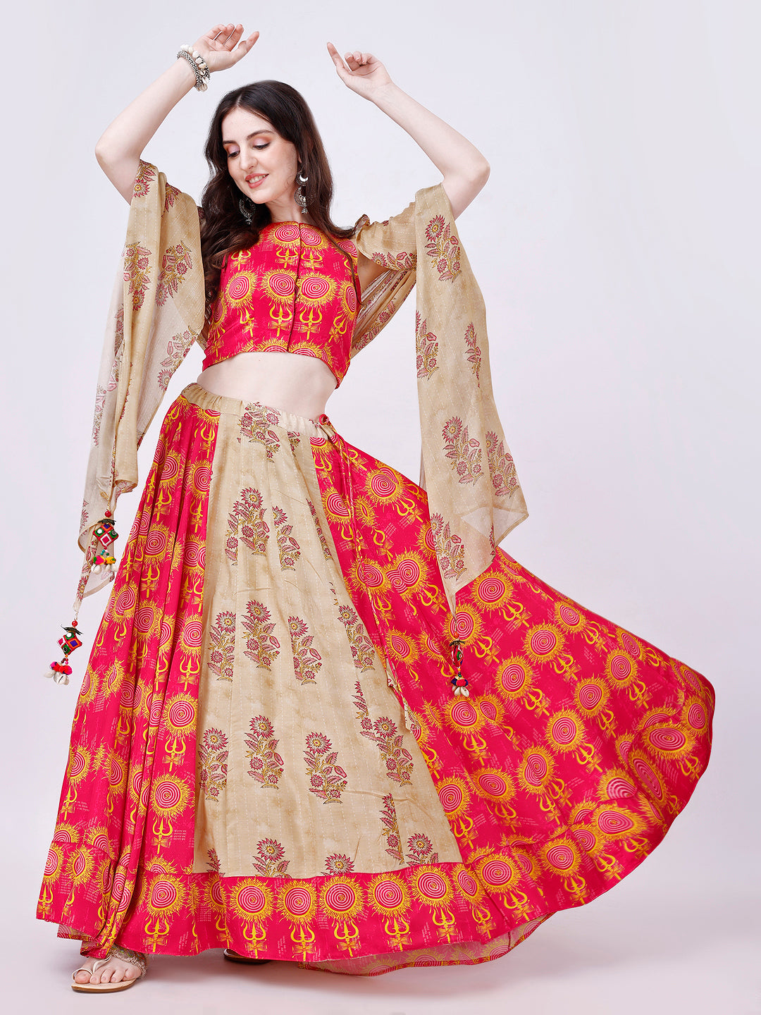 Pink & Beige Navratri Designer Chaniya Choli