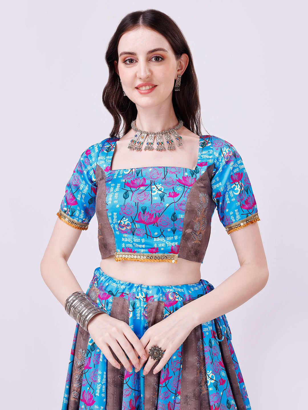 Blue & Grey Designer Chaniya Choli Set