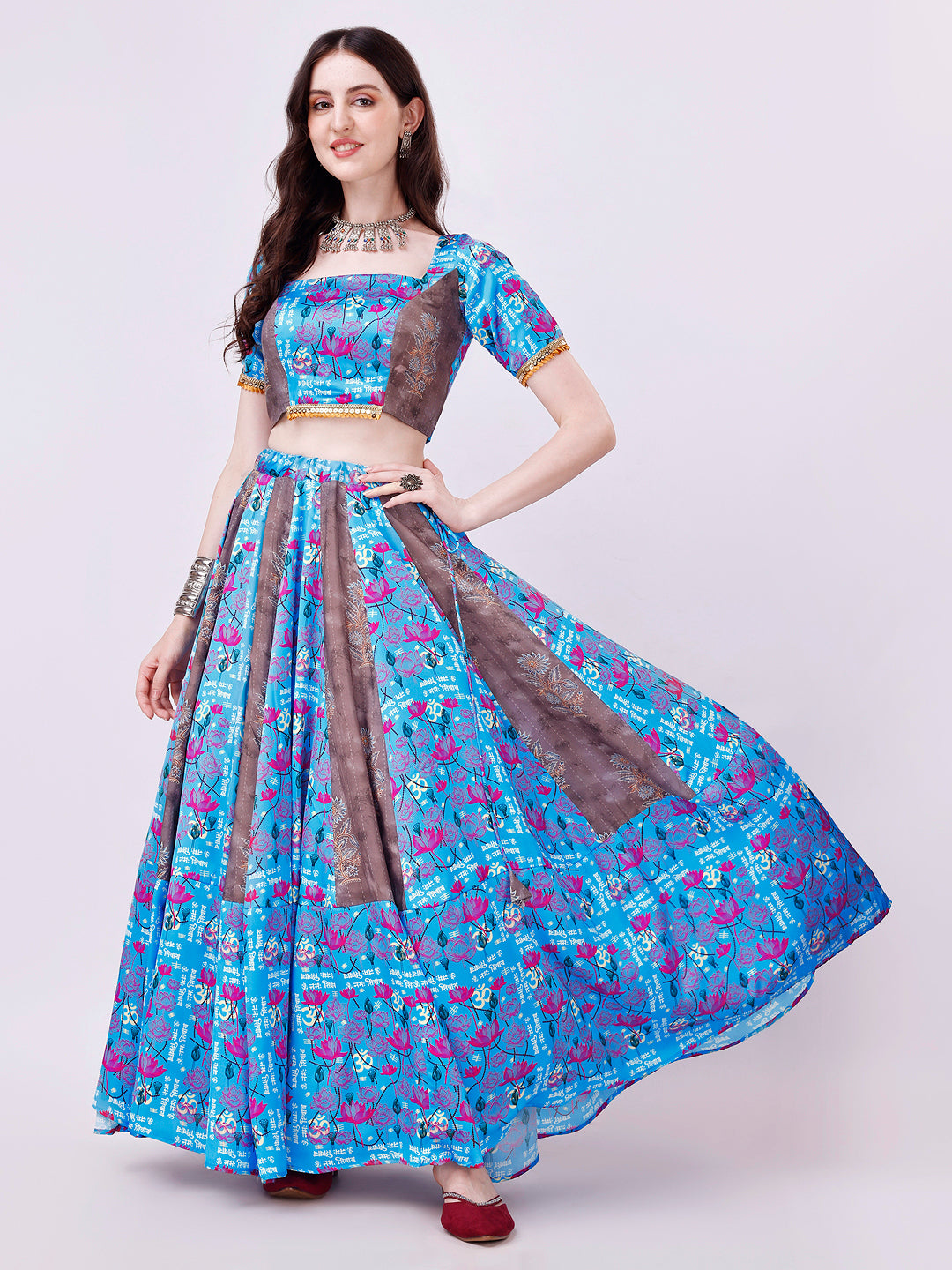 Blue & Grey Designer Chaniya Choli Set