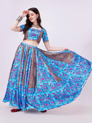 Blue & Grey Designer Chaniya Choli Set