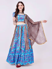 Blue & Grey Designer Chaniya Choli Set