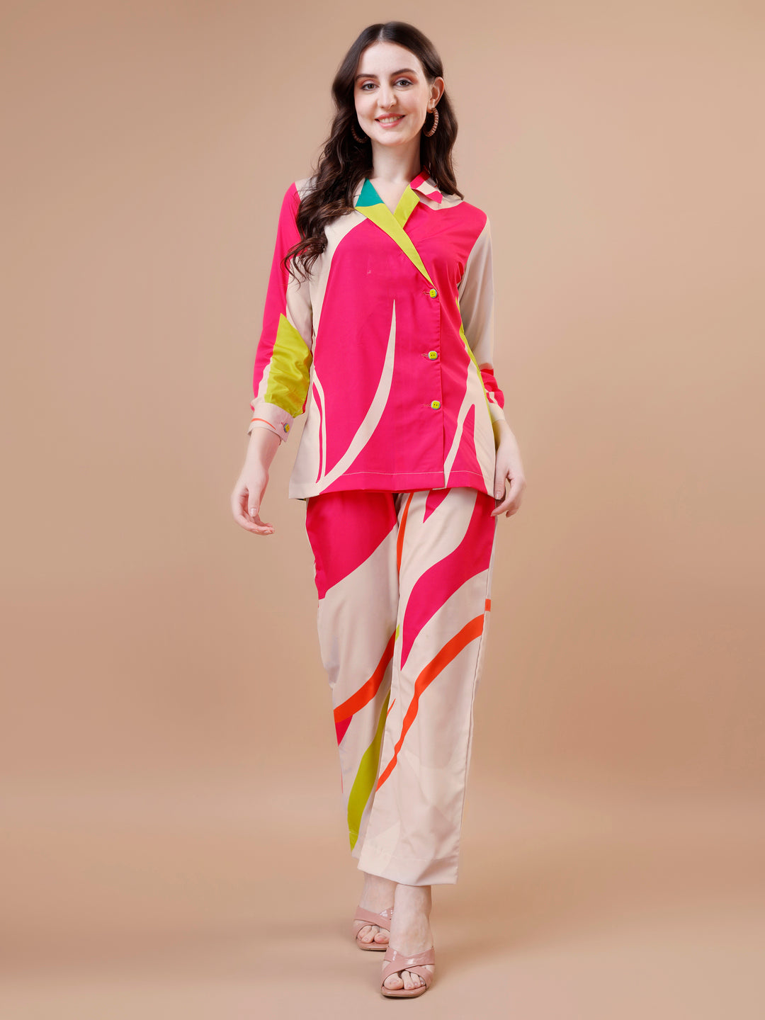 Multicolor trendy crepe Co-ord Set