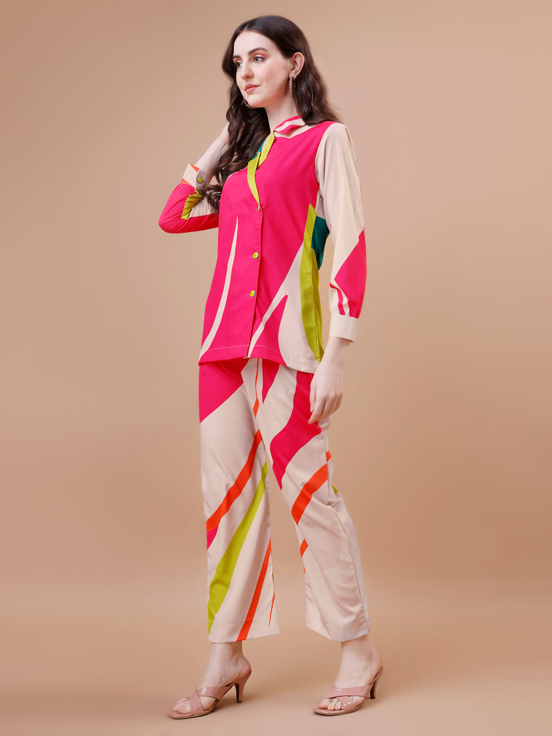 Multicolor trendy crepe Co-ord Set