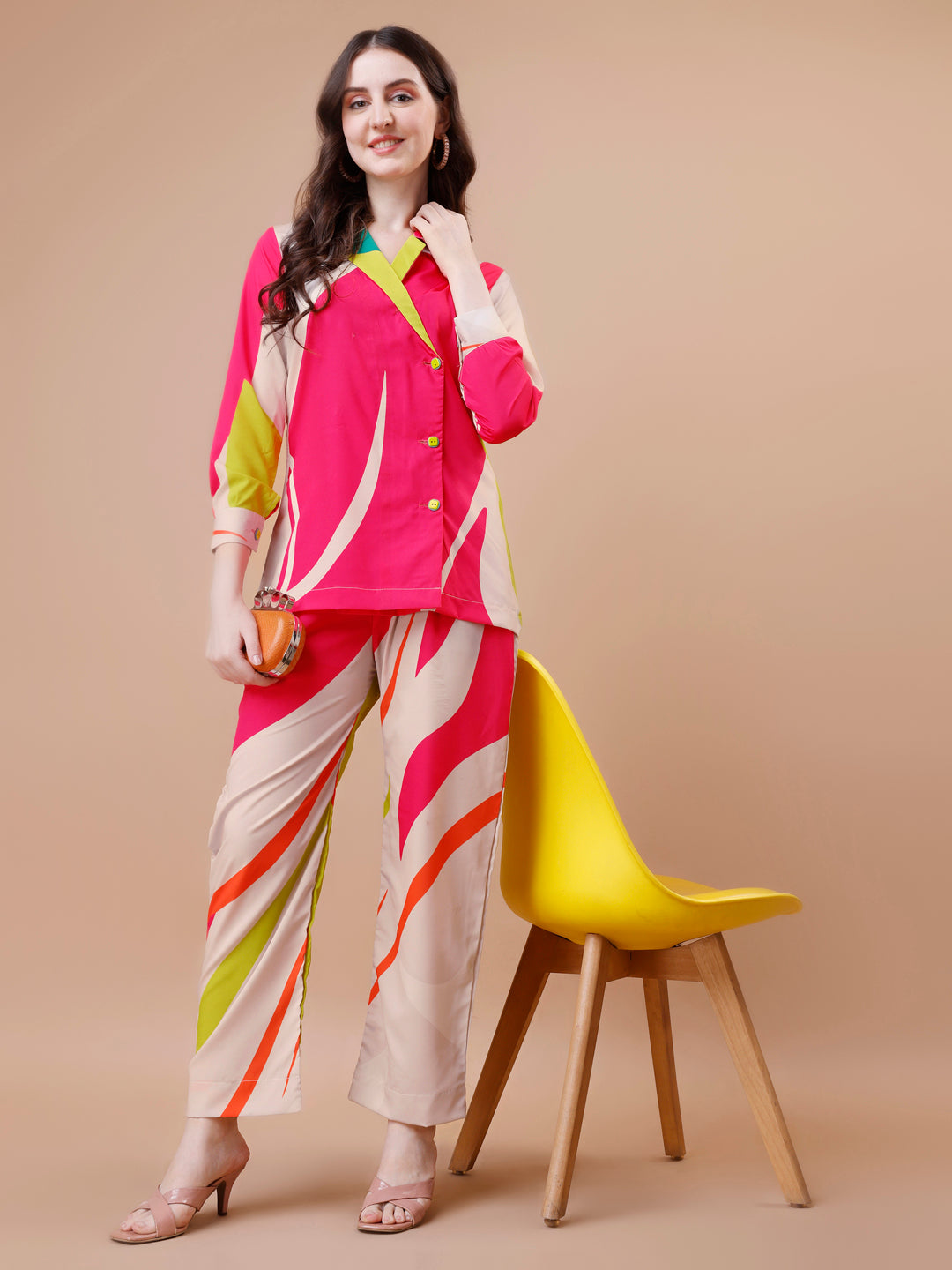 Multicolor trendy crepe Co-ord Set