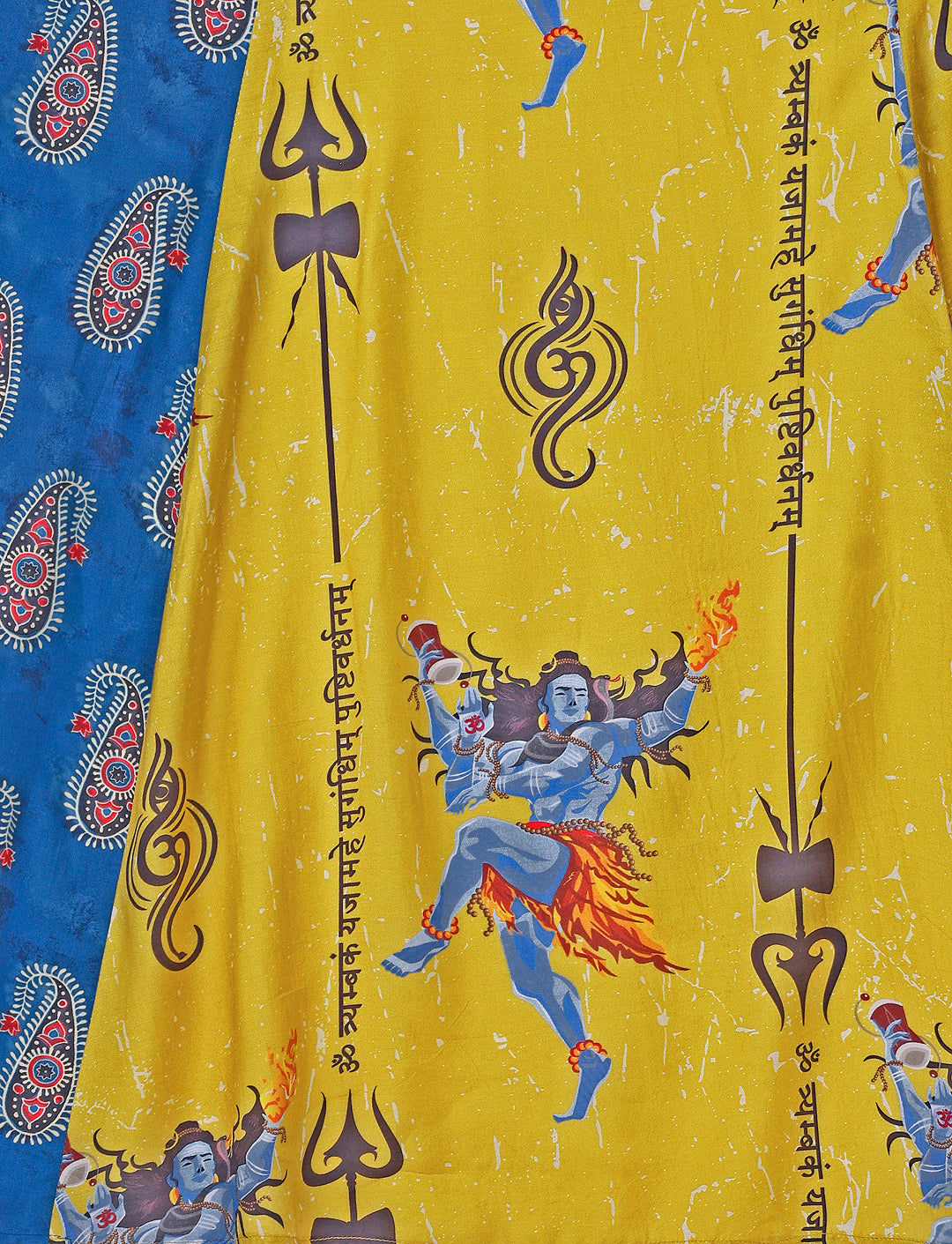 Yellow and Teal Blue Designer Chaniya Choli for Navratri - Pure Muslin