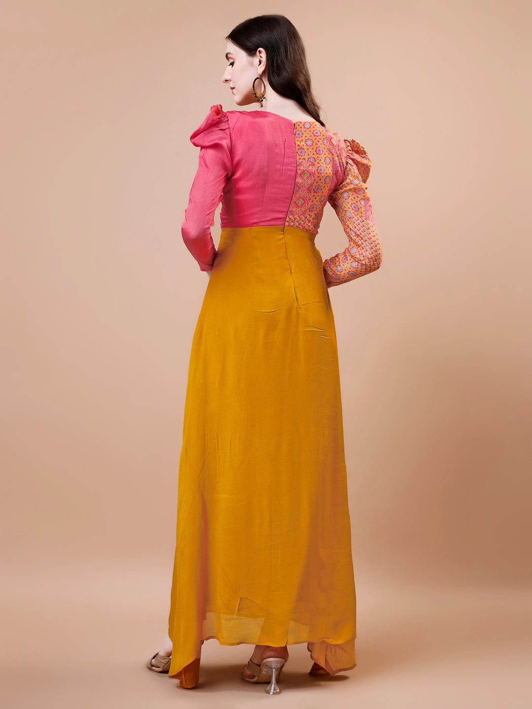 Pink and Yellow One-Piece Gown