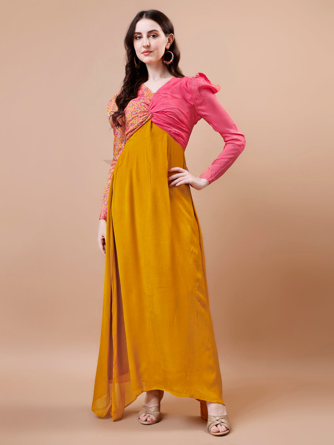 Pink and Yellow One-Piece Gown