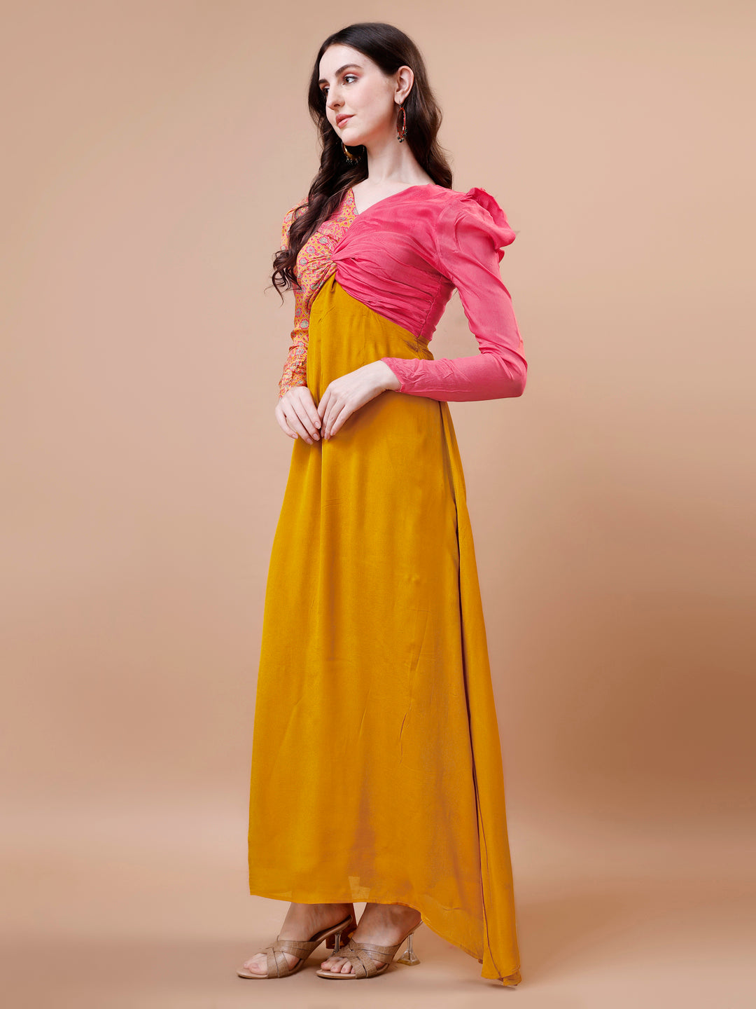 Pink and Yellow One-Piece Gown