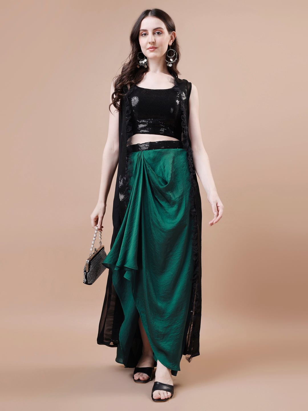 3 Piece Black and green Indo-Western Dress