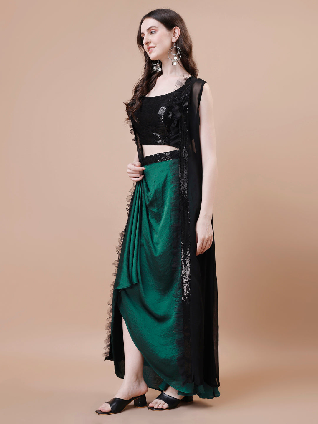 3 Piece Black and green Indo-Western Dress