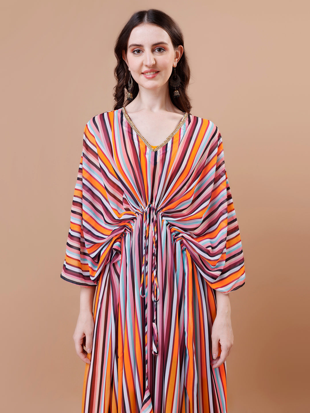 Multicolour Drape Kaftaan