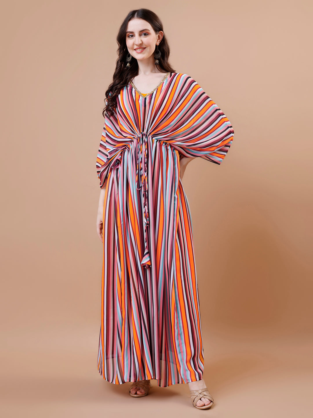 Multicolour Drape Kaftaan