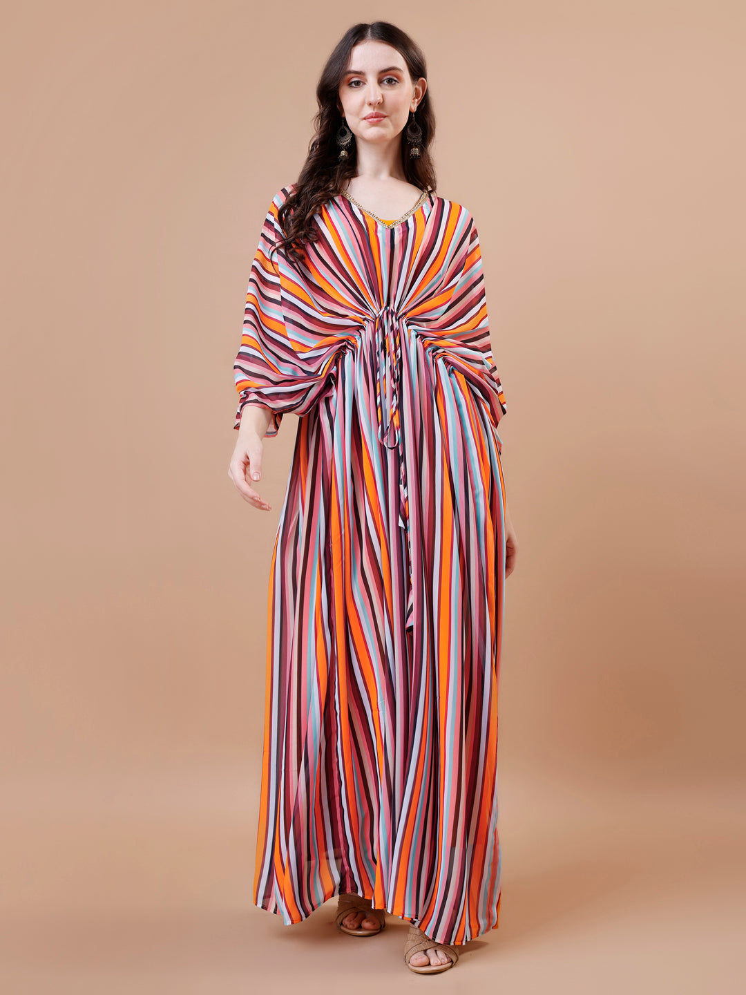 Multicolour Drape Kaftaan