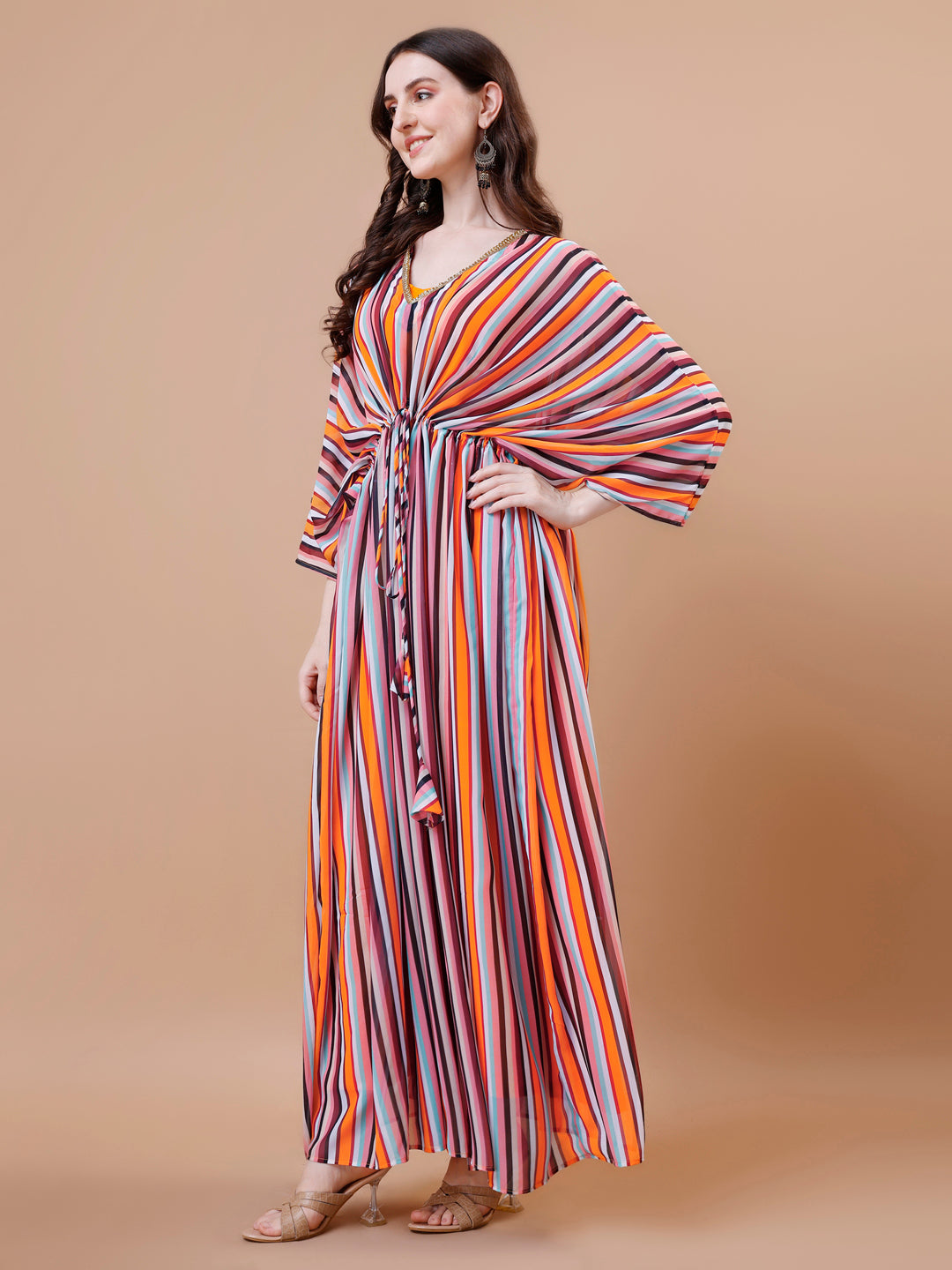 Multicolour Drape Kaftaan