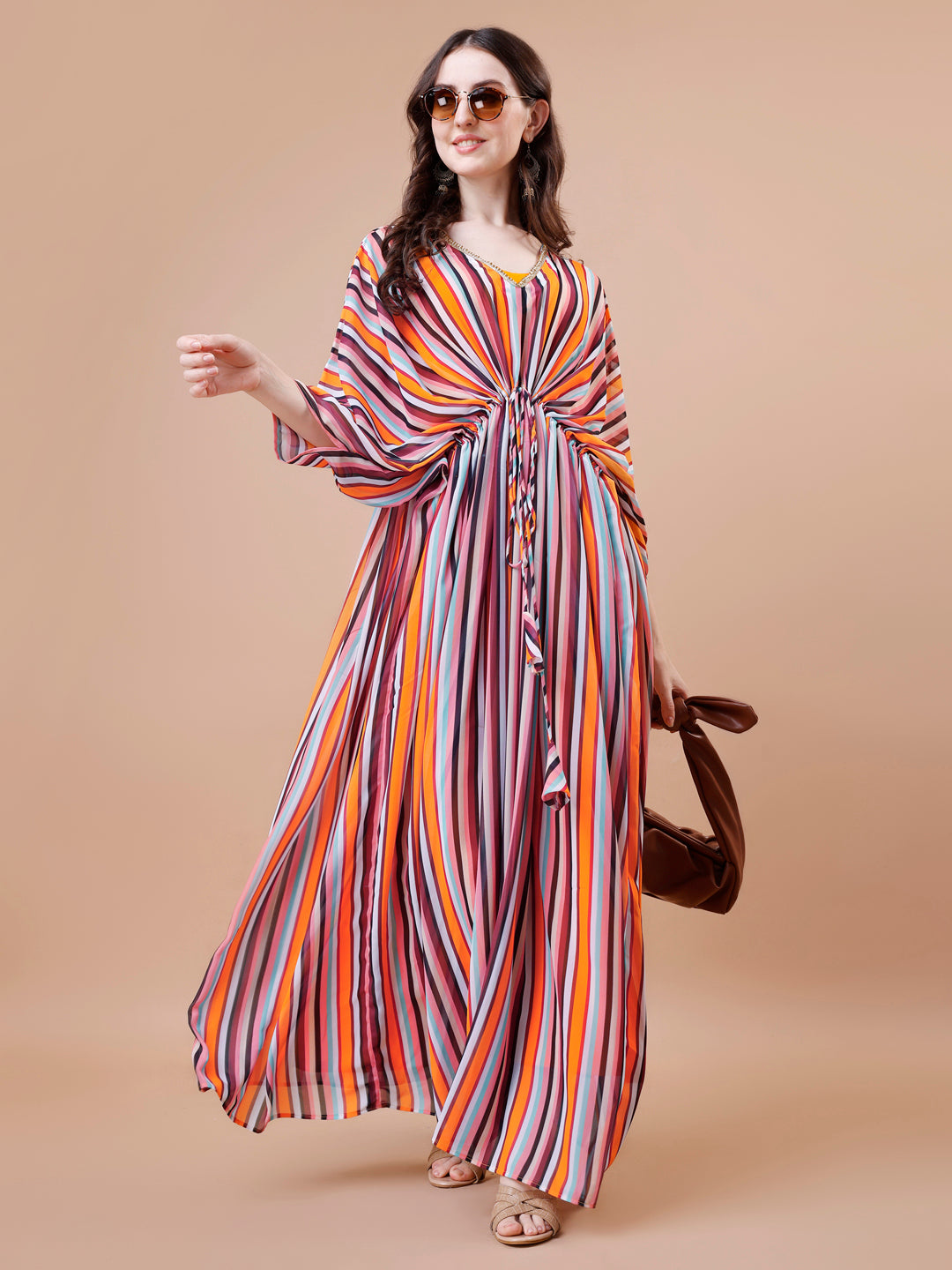 Multicolour Drape Kaftaan