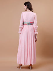 One Piece Pink Gown - Viscose Chinon Chiffon