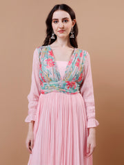 One Piece Pink Gown - Viscose Chinon Chiffon