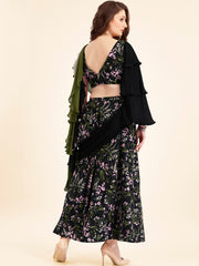 Two-Piece Black Saree