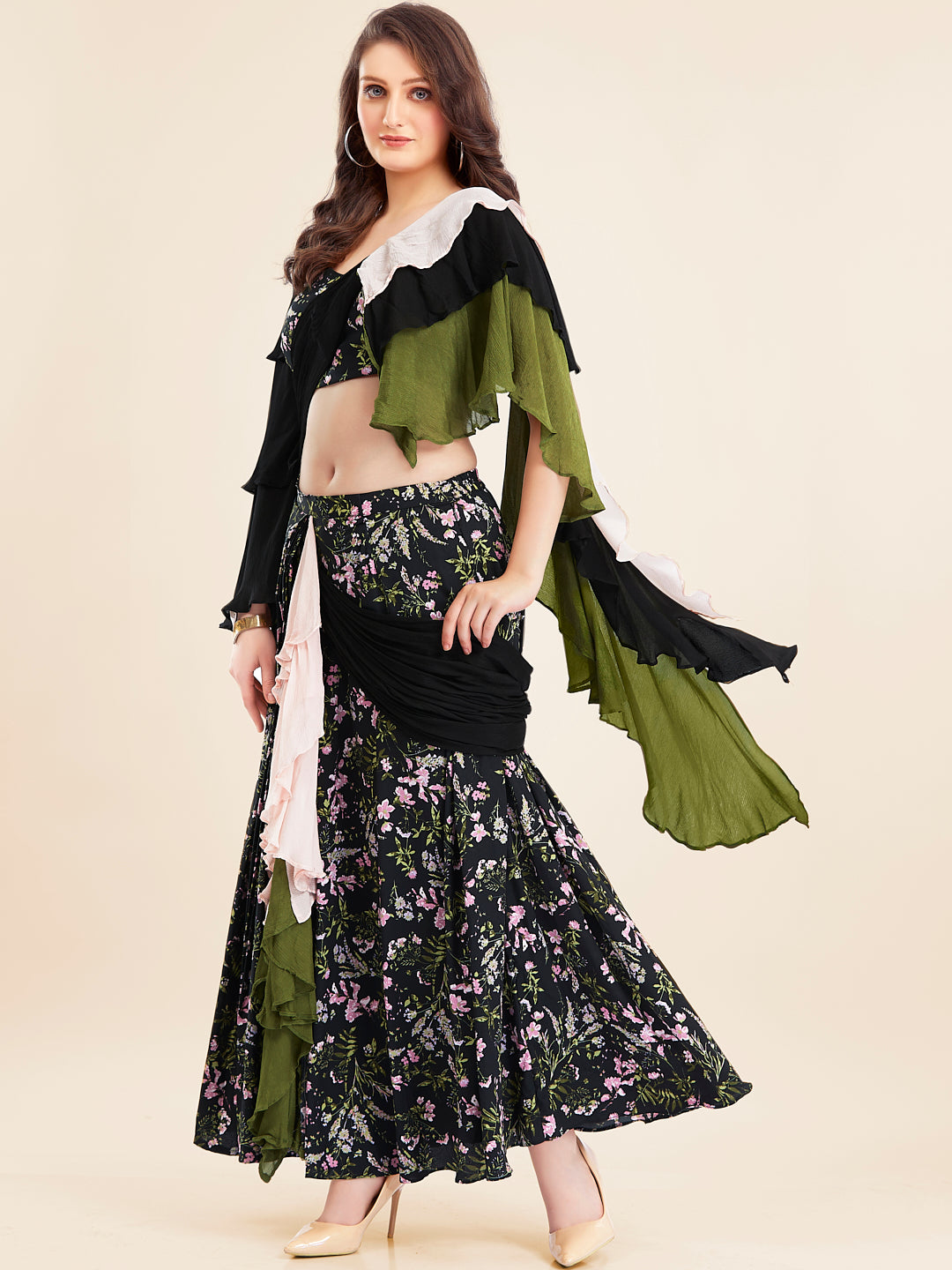 Two-Piece Black Saree