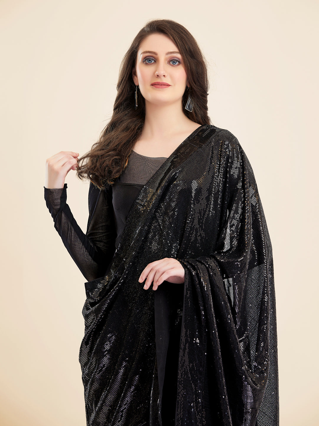 Black Sequin Saree