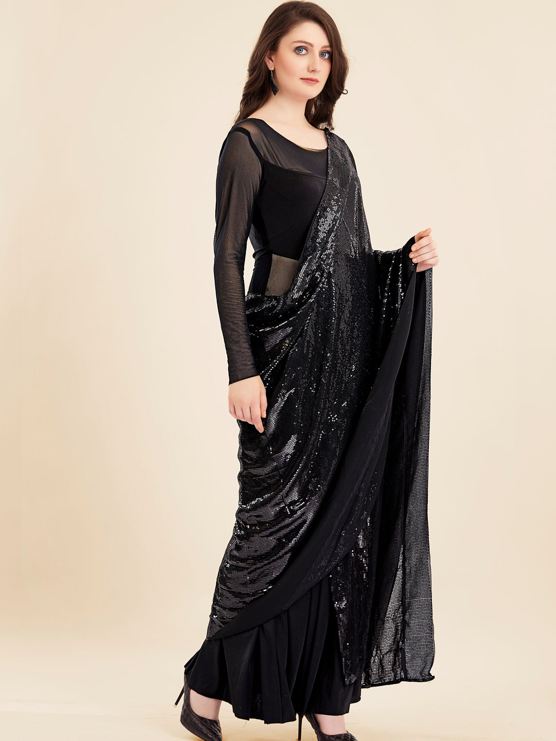 Black Sequin Saree