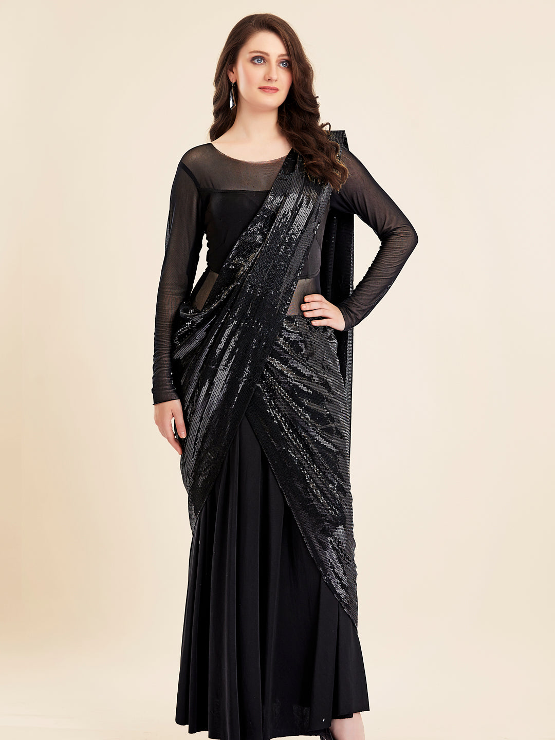 Black Sequin Saree