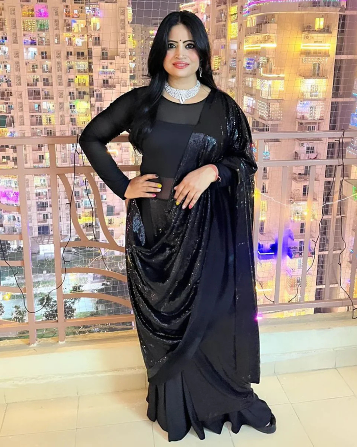 Styled by Clients – Midnight Noir Sequin Saree