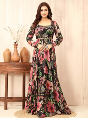 Fit & Flare Floral Print Ethnic Dress