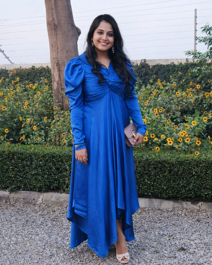 Styled by Clients – Royal Blue Satin One-Piece Gown
