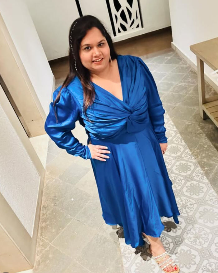 Styled by Clients – Royal Blue Satin One-Piece Gown