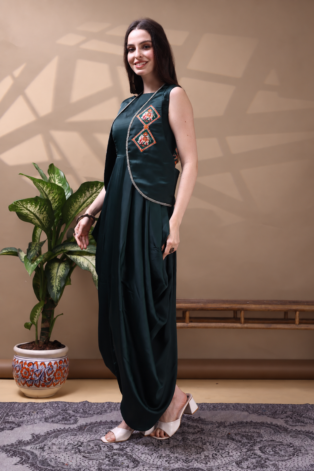 Gajavana Kutch Patchwork Dhoti Jacket Set