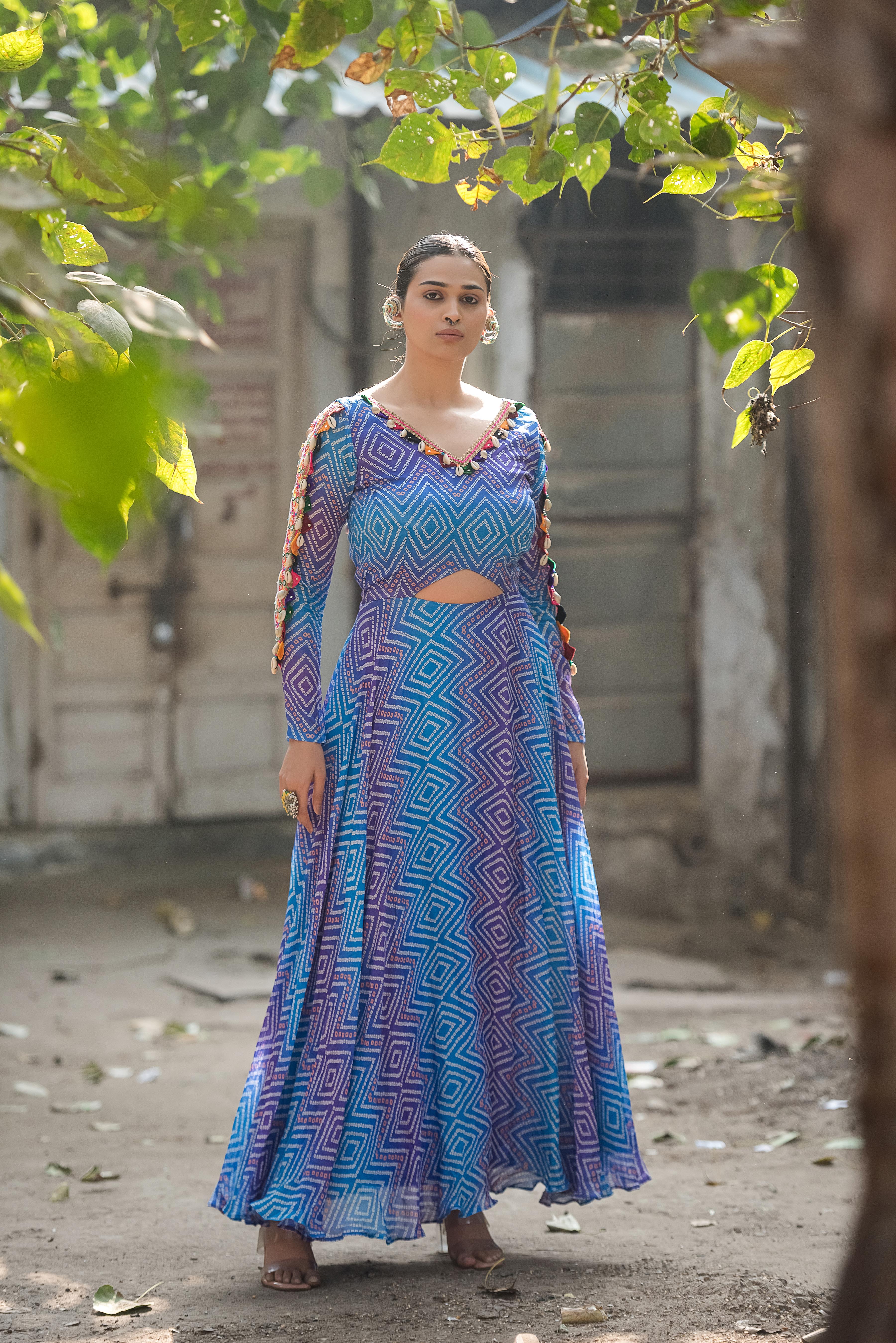 Ambar Bandhani Cowrie Cutout Dress